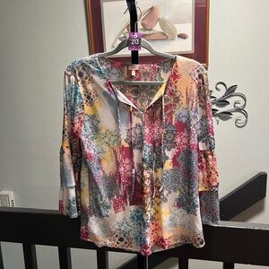 Reba Colorful Women's Blouse with Floral Patterns NWOT #MO213
